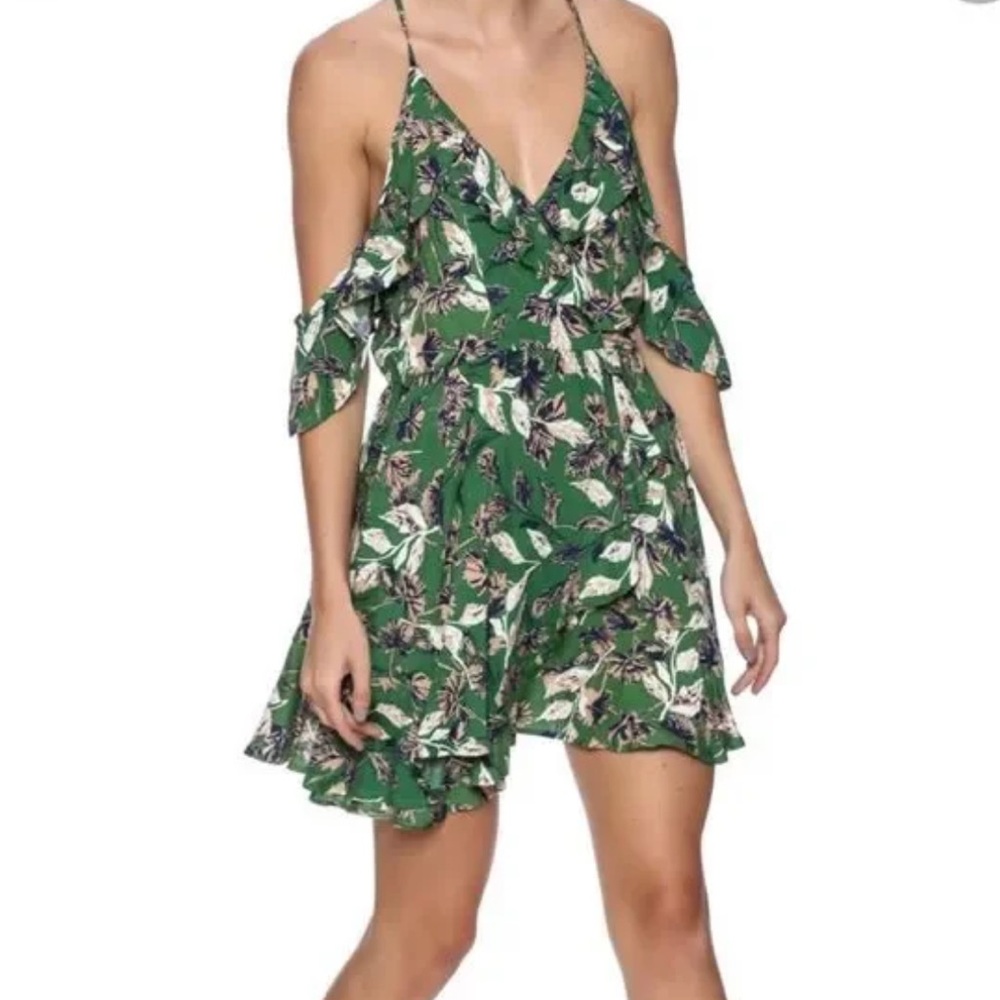 DRESS FORUM LOS ANGELES. Green floral dress with ruffle sleeves